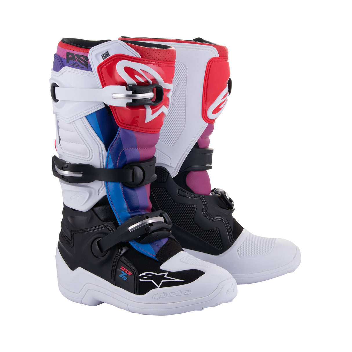 Alpinestars Tech 7S Youth - White Black Rainbow