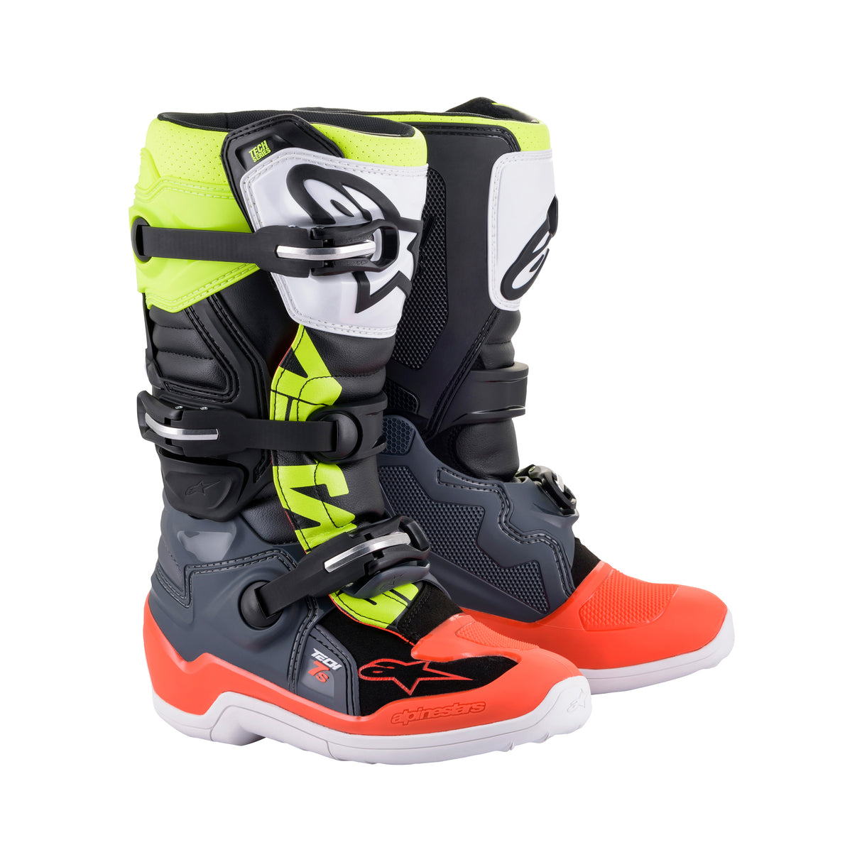 Alpinestars Tech 7S Youth - Dark Gray Red Fluo Yellow Fluo