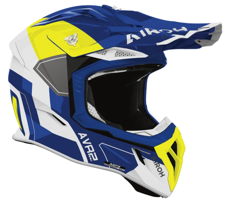 Airoh Aviator Ace 2 Shield Blue/Yellow Gloss MX Helmet
