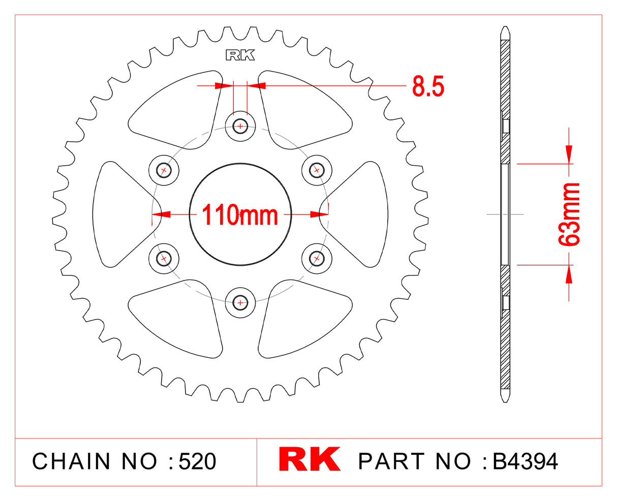 Sprocket Rear RK B4394-45BK0 -45 JTR890 Afam 71202