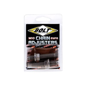 BOLT HARDWARE SWING ARM CHAIN ADJUSTERS NUT/BOLT M10 EURO STYLE KTM/HQV/GAS (STEEL, INCLUDES COPPER GREASE)
