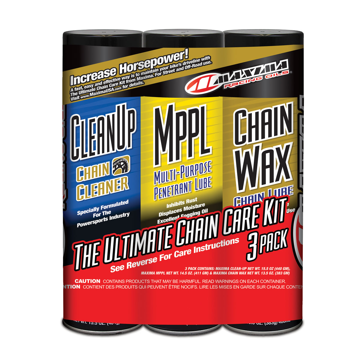 Maxima Chain Wax Ulltimate Chain Care Combo Kit - 3 Pack Aerosol