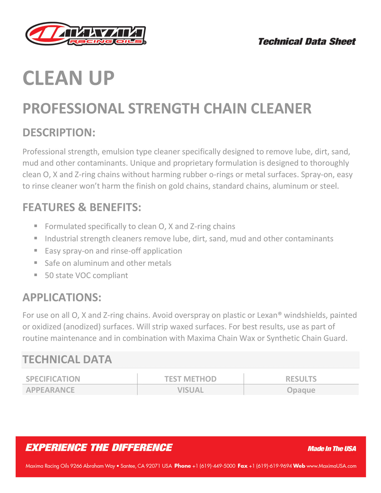 Maxima Clean Up Degreaser and Chain Cleaner 460ml