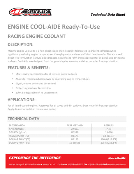 Maxima Cool-Aide Racing Ready To Use Coolant 1.89 Litre