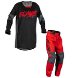 Fly Racing 2023 Youth Kinetic Khaos (Black/Red/Grey) Kit Combo