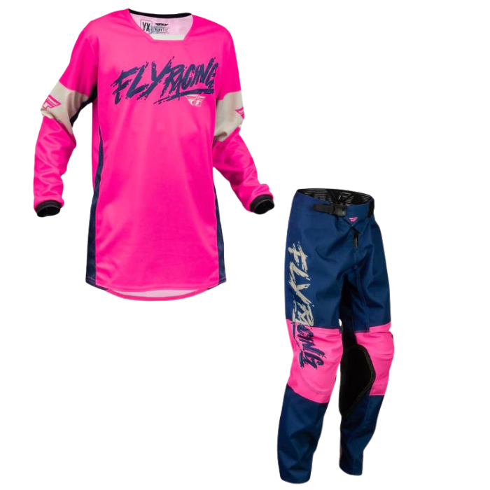 FLY 2023 YOUTH KINETIC KHAOS PINK/NAVY/TAN KIT COMBO