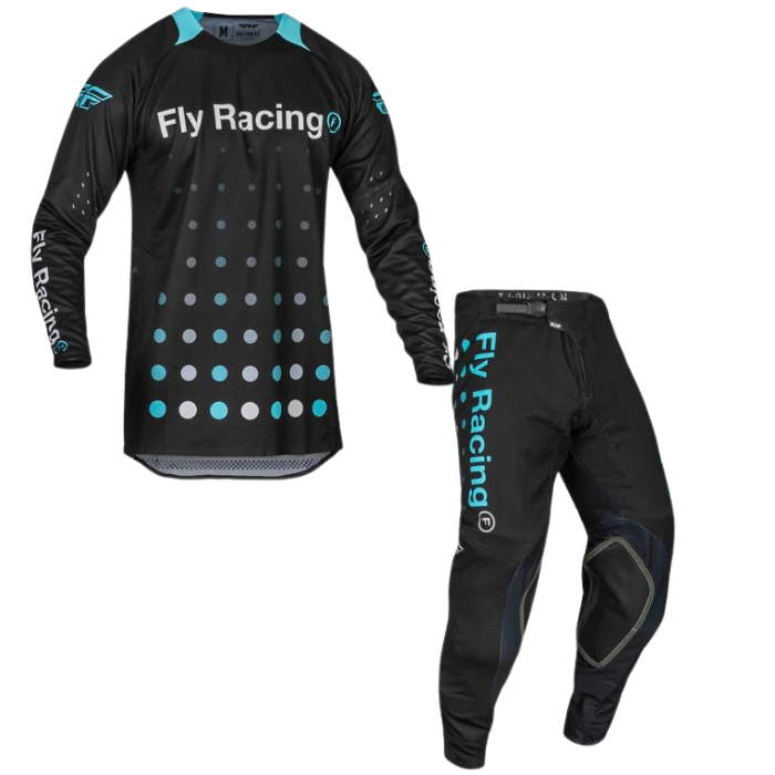 FLY RACING FLY 2024 EVOLUTION DST S.E STROBE BLACK ELECTRIC BLUE KIT COMBO