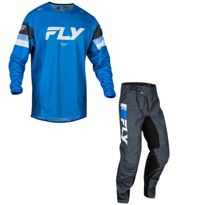 FLY RACING FLY 2024 KINETIC PRIX BRIGHT BLUE CHARCOAL WHITE KIT COMBO