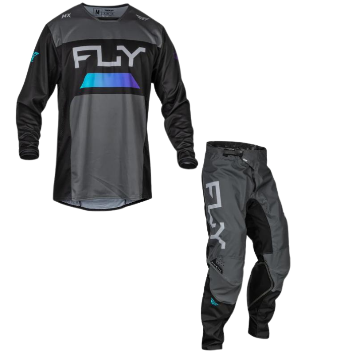 FLY RACING FLY 2024 KINETIC RELOAD CHARCOAL BLACK BLUE IRIDIUM KIT COMBO