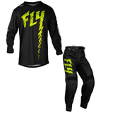 FLY RACING FLY 2024 YOUTH F-16 BLACK NEON GREEN LIGHT GREY KIT COMBO