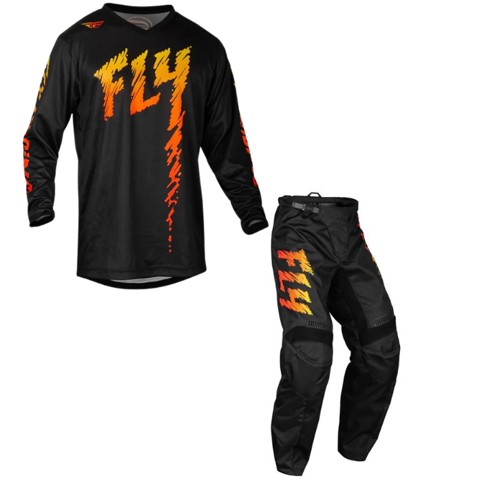 FLY RACING FLY 2024 YOUTH F-16 BLACK YELLOW ORANGE KIT COMBO