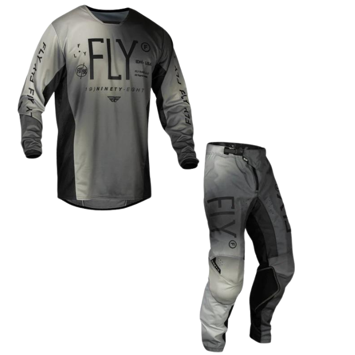 FLY RACING FLY 2024 YOUTH KINETIC PRODIGY BLACK LIGHT GREY KIT COMBO