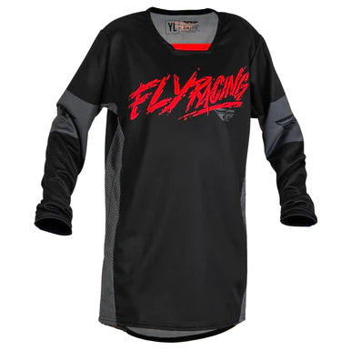 Fly Racing 2023 Youth Kinetic Khaos (Black/Red/Grey) Kit Combo