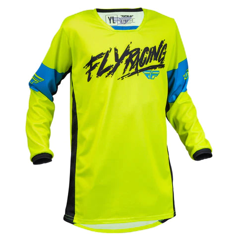 FLY 2023 YOUTH KINETIC KHAOS HI-VIS/BLACK/CYAN KIT COMBO