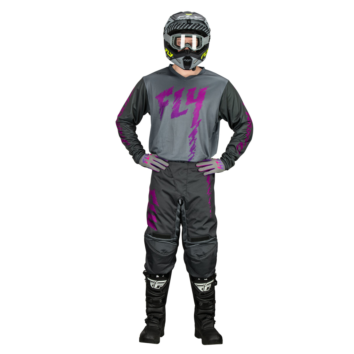 Fly Racing 2024 Youth F-16 Pants (Grey/Charcoal/Pink)