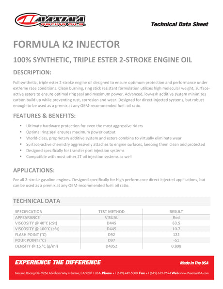 Maxima 2T Super M Injector Ester Synthetic (SAE 20w) 1 Litre