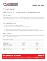 Maxima 2T Formula K2 100% Ester Synthetic (SAE 40w) 1 Litre