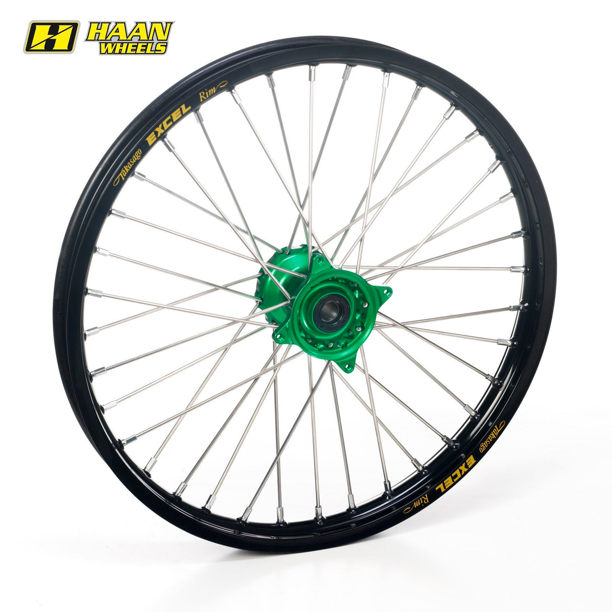 Haan Front Wheel Black Rim/Green Hub (21 x 1.60) Kawasaki KX125/250 06-08 KXF250 06-20 KXF450 06-18