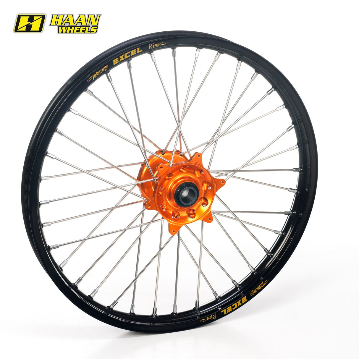 Haan Front Wheel Black Rim/Orange Hub (14 x 1.60) KTM SX65 02-24 S/W