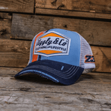 Retro Blue & Orange Diamond Trucker Hat