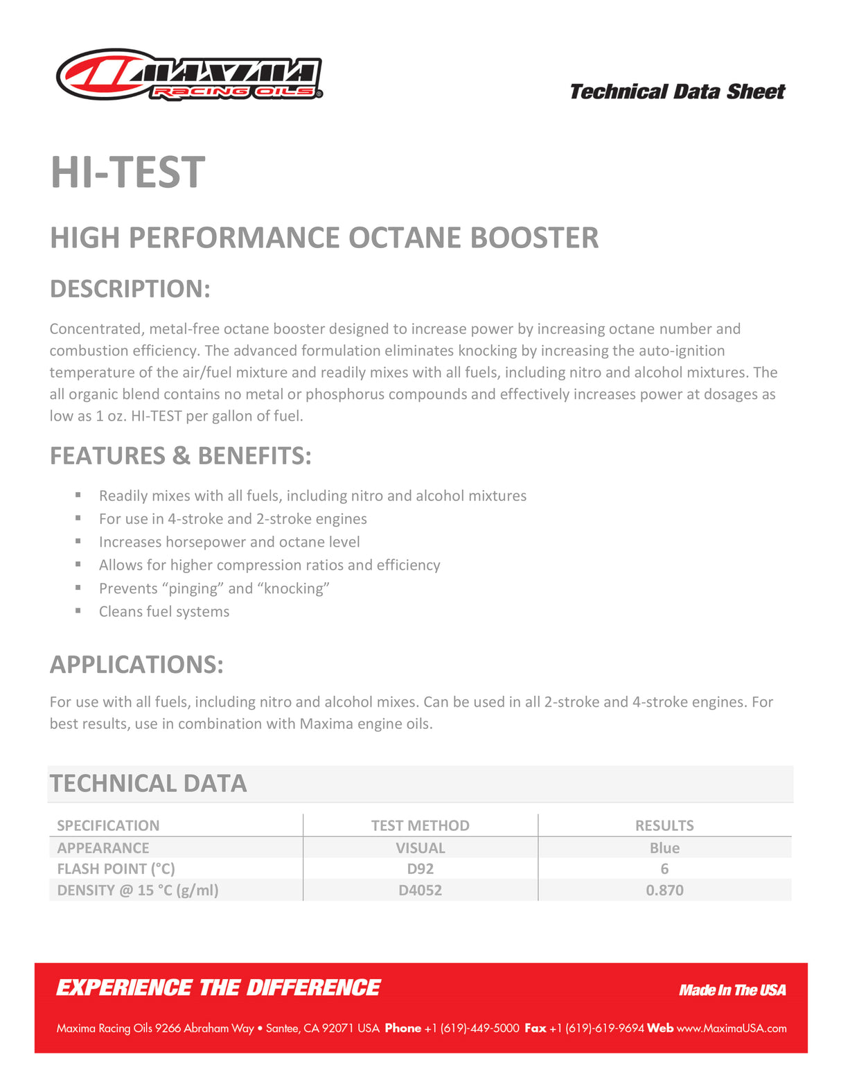 Maxima Fuel Hi-Test Octane Booster 473ml