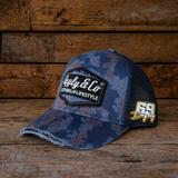 Blue Camo Diamond Trucker Hat