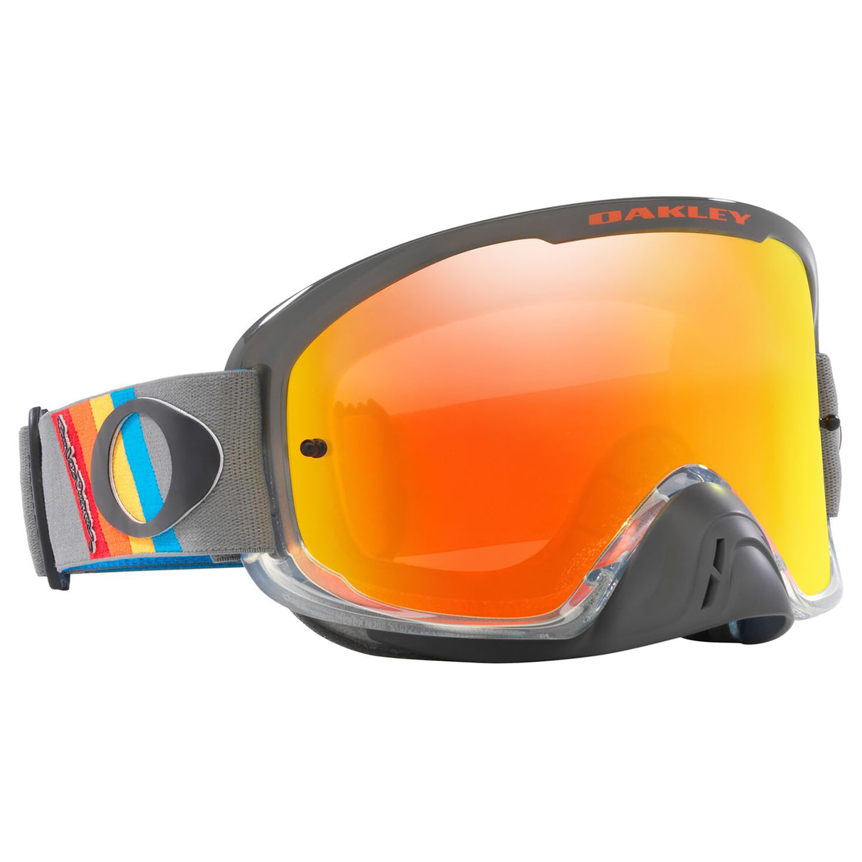 Oakley O Frame 2.0 Pro TLD Collection MX Goggle (Grey Stripes) Fire Iridium Lens