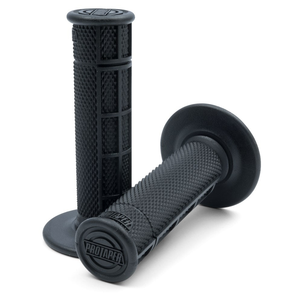 HANDLEBAR GRIP SINGLE DENSITY RACE CUT HALF WAFFLE BLACK