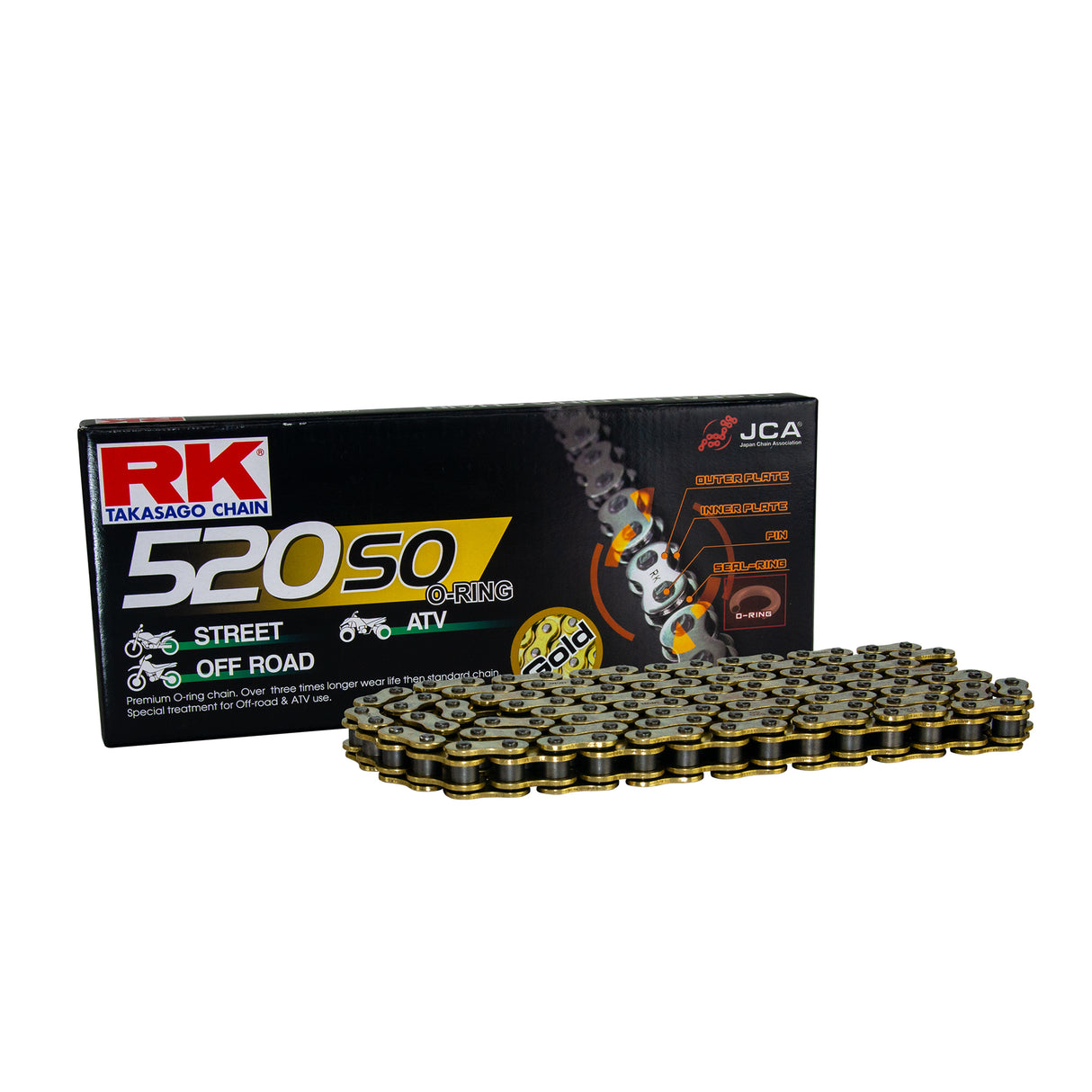 RK GB520SO-112 Gold O-Ring Clip Link Chain - Off Road