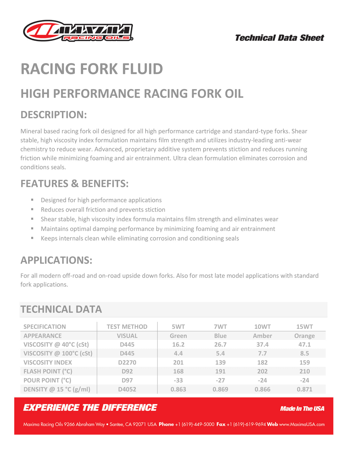 Maxima Fork Fluid Racing Formula (SAE 15wt) 1 Litre