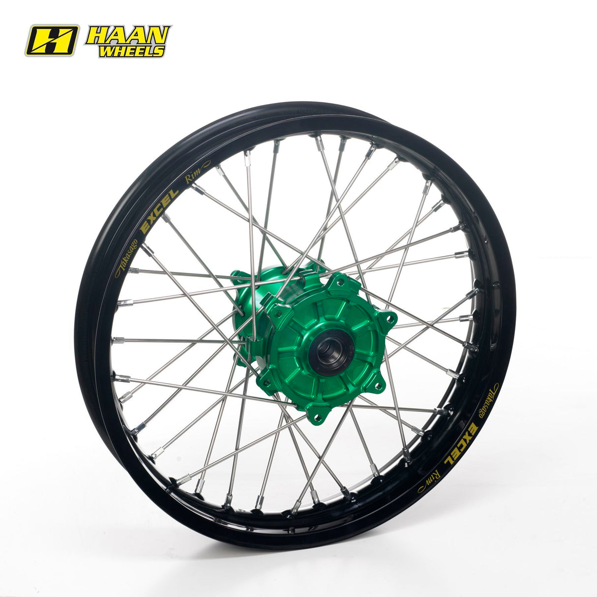 Haan Rear Wheel Black Rim/Green Hub (19 x 2.15) Kawasaki KX/KXF 125-450 03-24