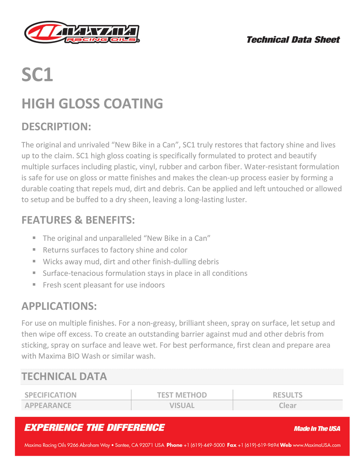 Maxima SC1 Clear Coat Silicone Spray  508ml