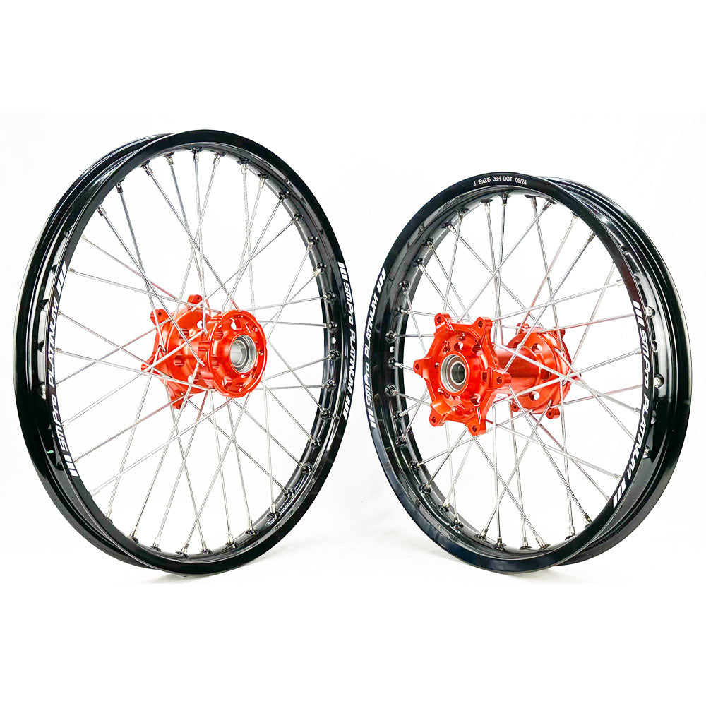 SM PRO PLATINUM WHEEL SET KTM SX50 2015- BIG WHEEL ORANGE HUB BLACK RIM
