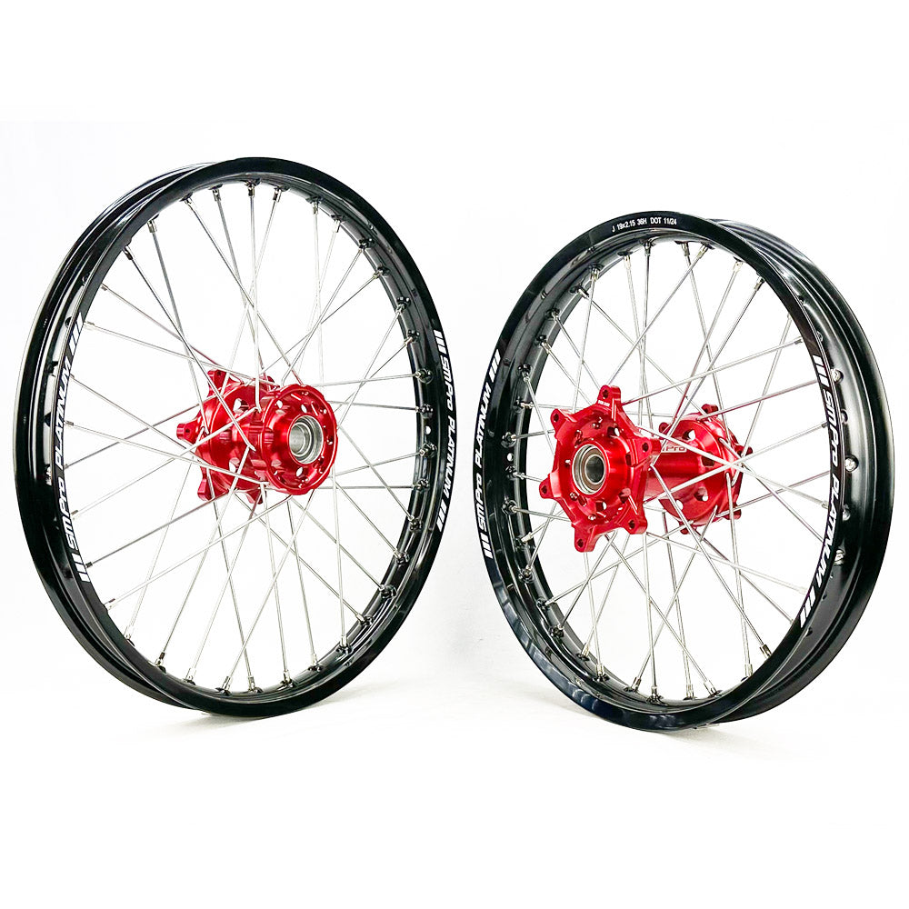 SM PRO PLATINUM WHEEL SET GASGAS MC/MCF 24-25 RED HUB BLACK RIM