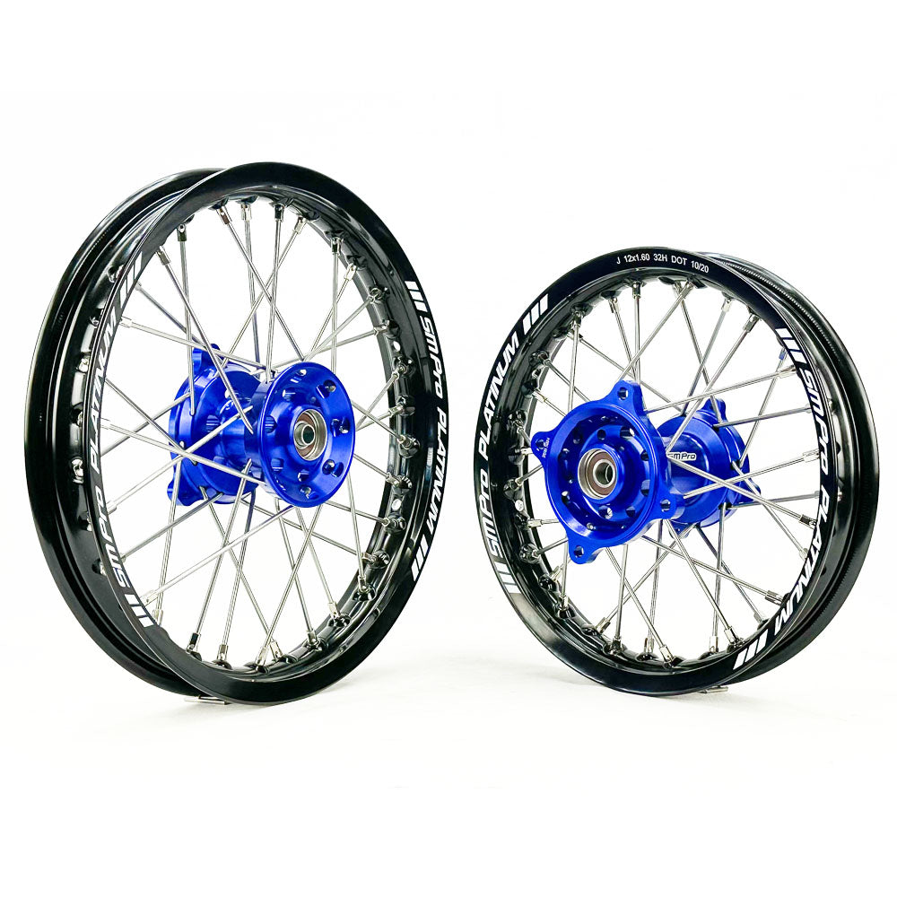 SM PRO PLATINUM WHEEL SET YAMAHA YZF250/450 14-25 BLUE HUB BLACK RIM