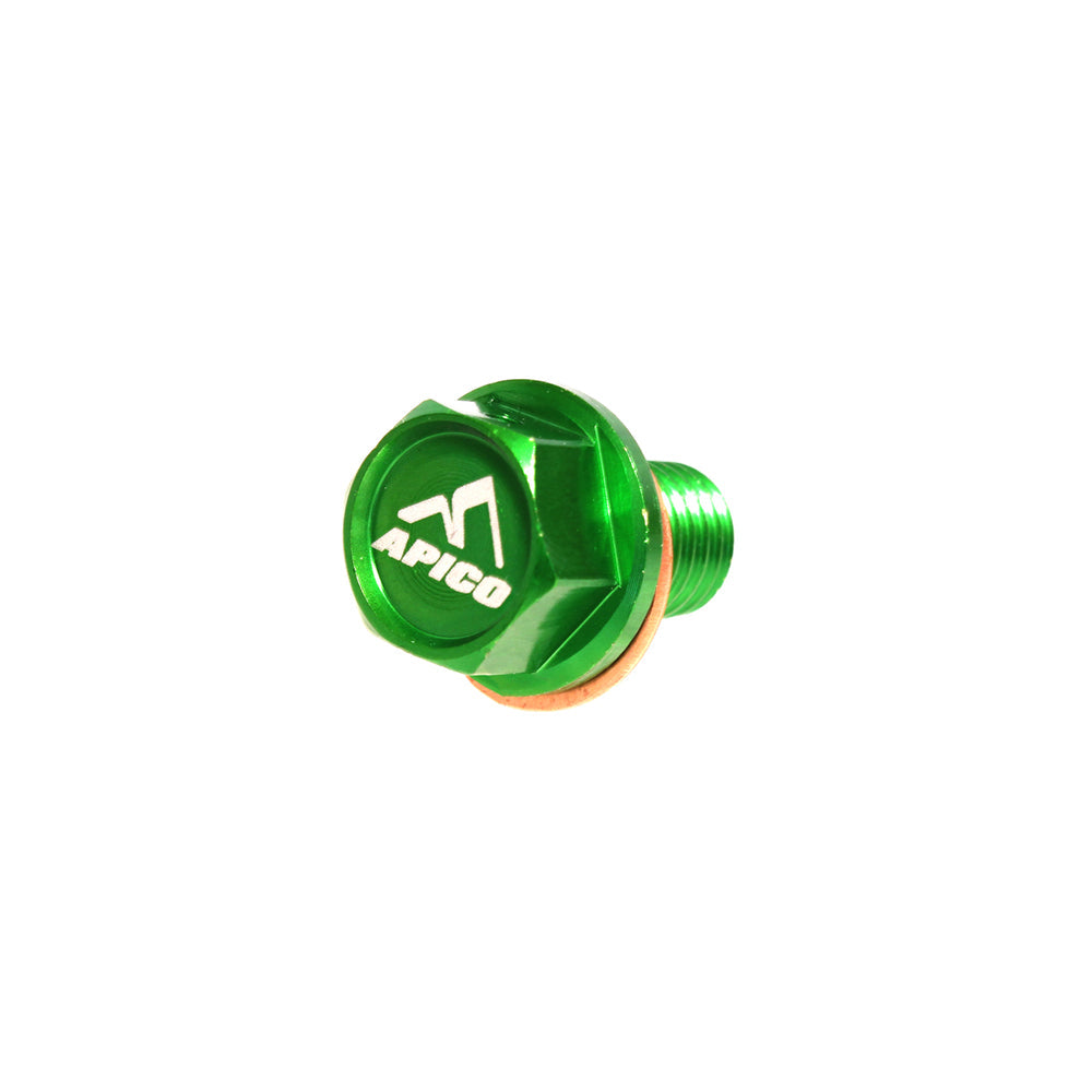 MAGNETIC SUMP DRAIN BOLT M10 X 15MM X 1.5 KAWASAKI  KX65-250 >23, KX250F 04-20, KX450F 16-18 - GREEN