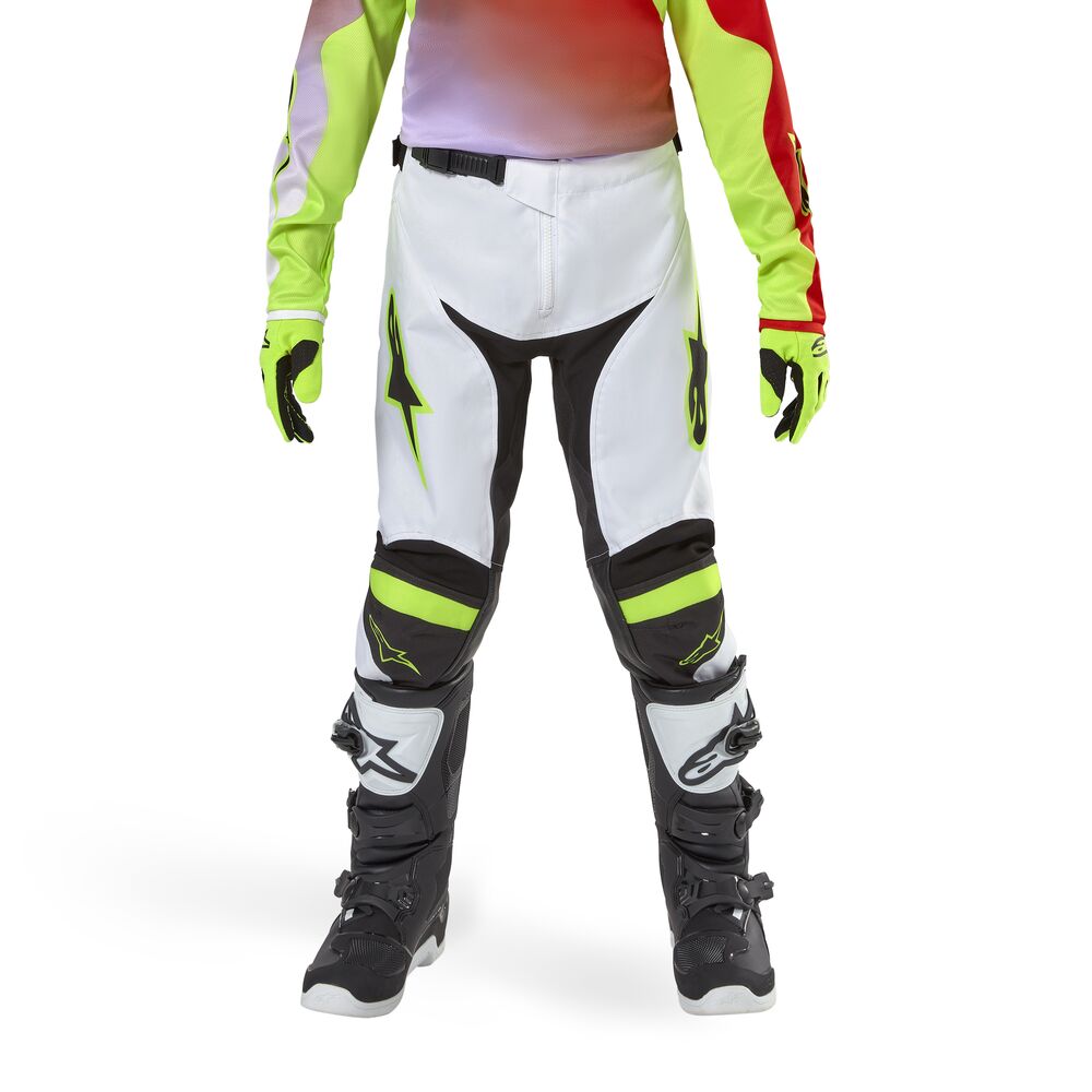 ALPINESTARS YOUTH RACER LUCENT WHITE NEON RED YELLOW FLUO PANTS