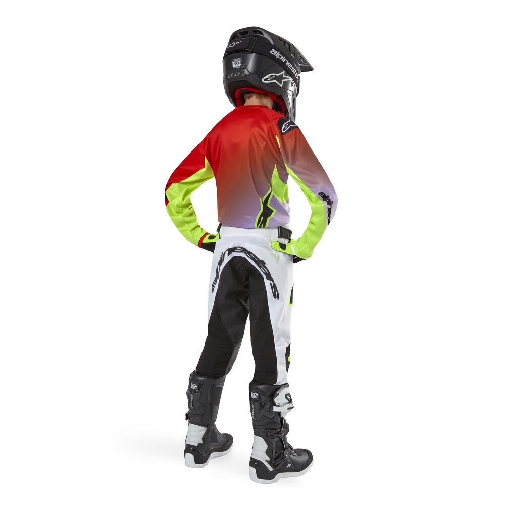 ALPINESTARS YOUTH RACER LUCENT WHITE NEON RED YELLOW FLUO PANTS