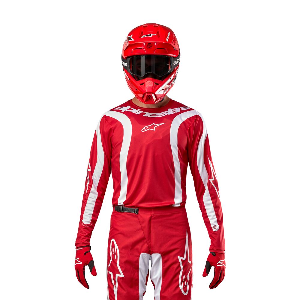 Alpinestars Fluid Lurv Mars RedWhite Mens Motocross Pants Youth Riding Jersey Alpinestars Fluid Lurv MX Jersey - Mars Red