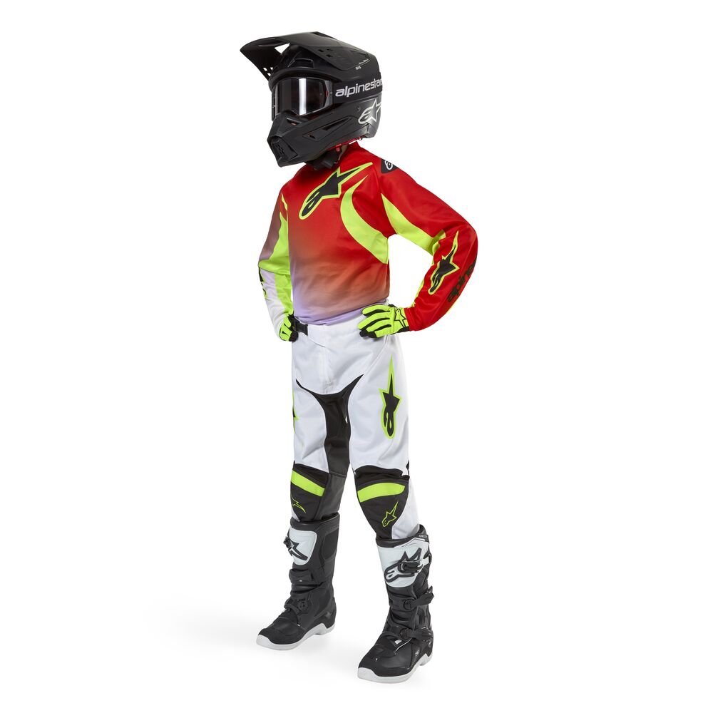 ALPINESTARS YOUTH RACER LUCENT WHITE NEON RED YELLOW FLUO JERSEY