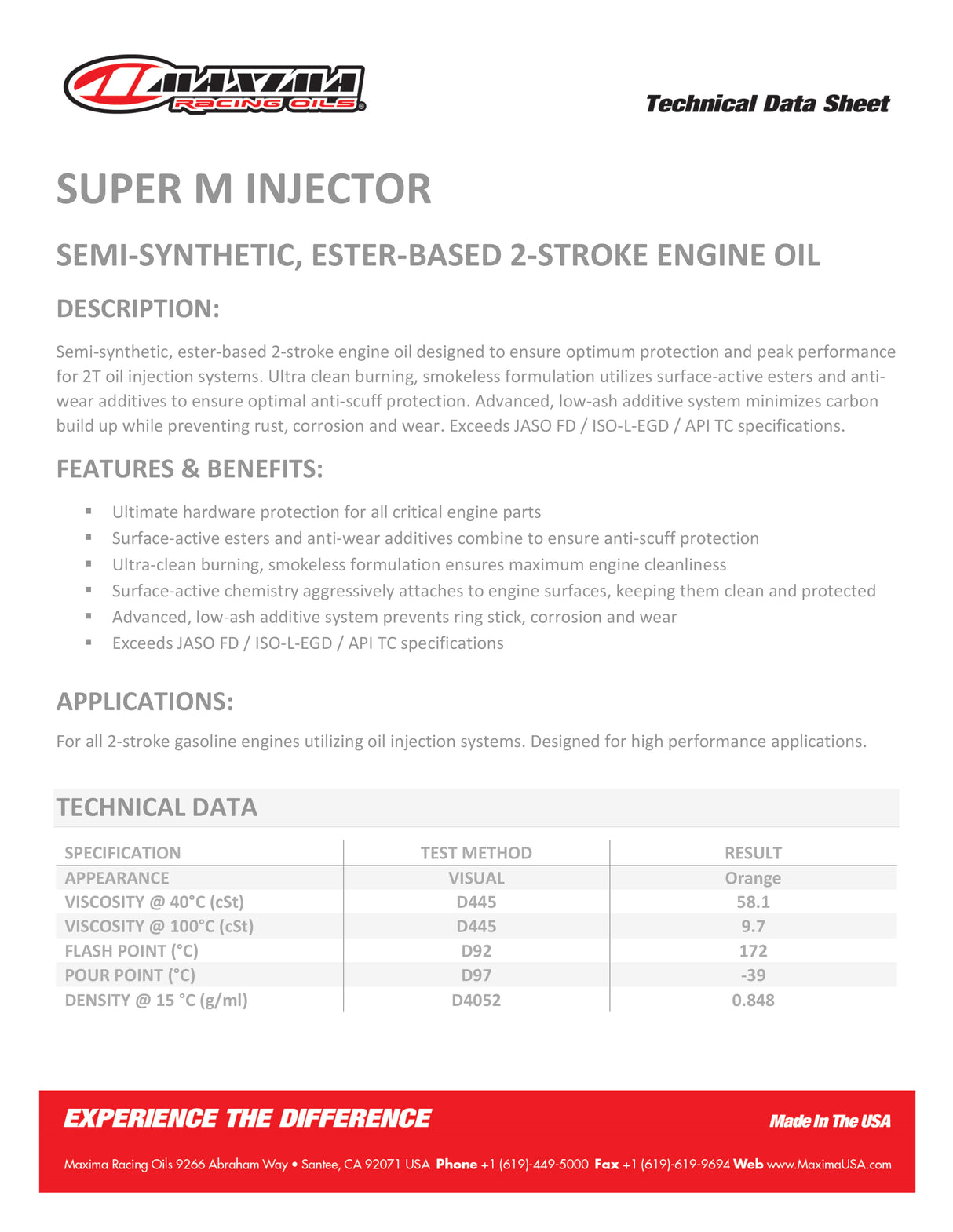 Maxima 2T Super M Injector Ester Synthetic (SAE 20w) 1 Litre