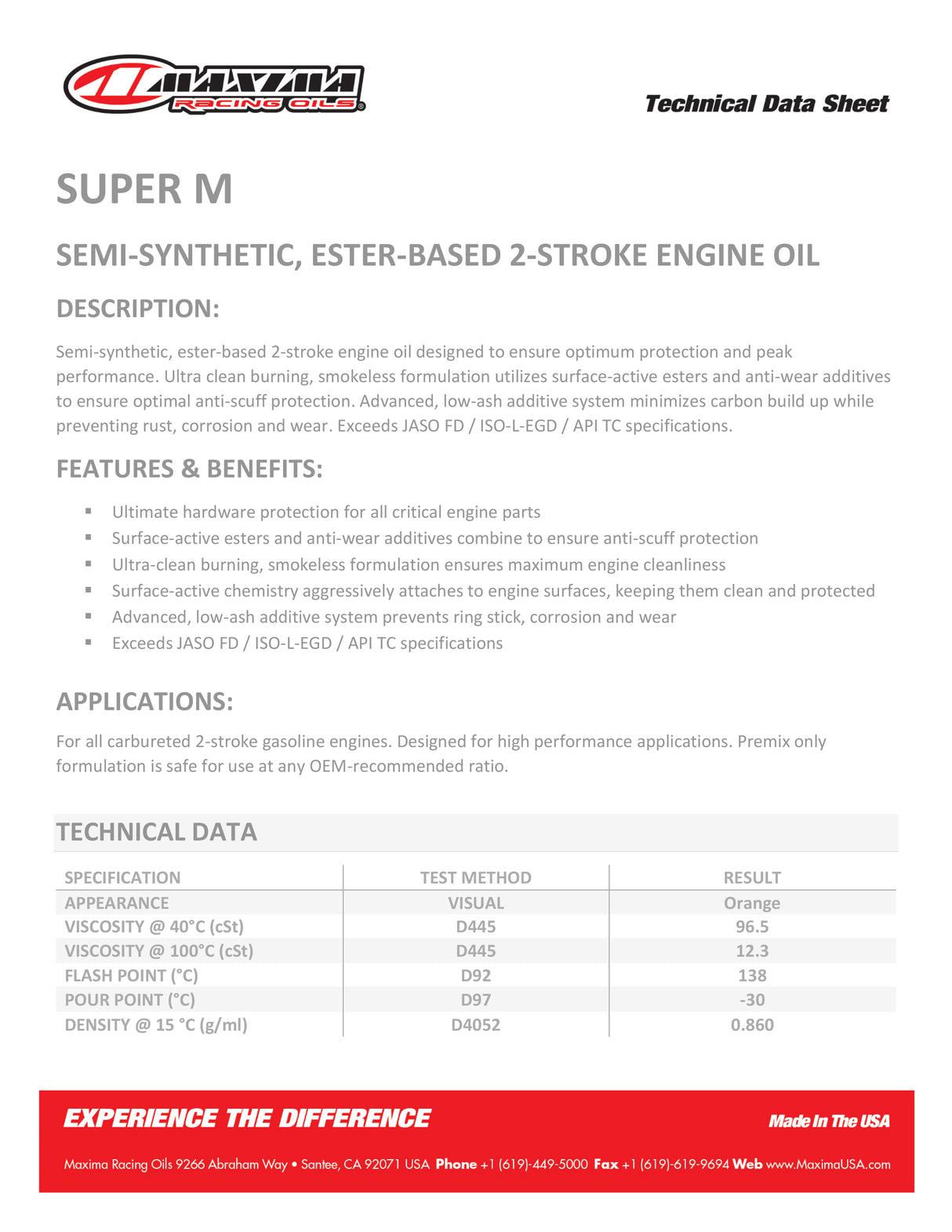 Maxima 4T 530MX 100% Ester Synthetic (SAE 5w30) 1Litre