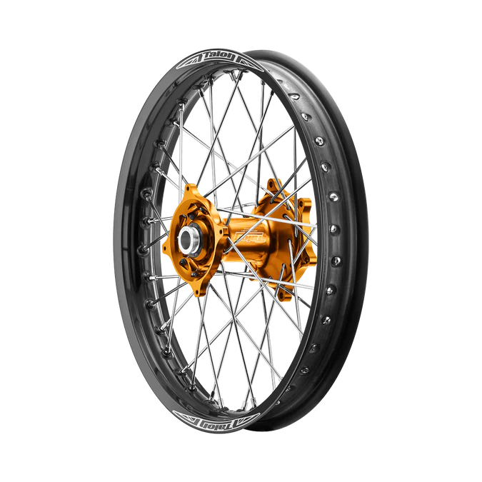 TALON 50CC BIG WHEEL KIT BLACK RIM - ORANGE HUBS KTM/Husqvarna/Gasgas 50/E5 21-25