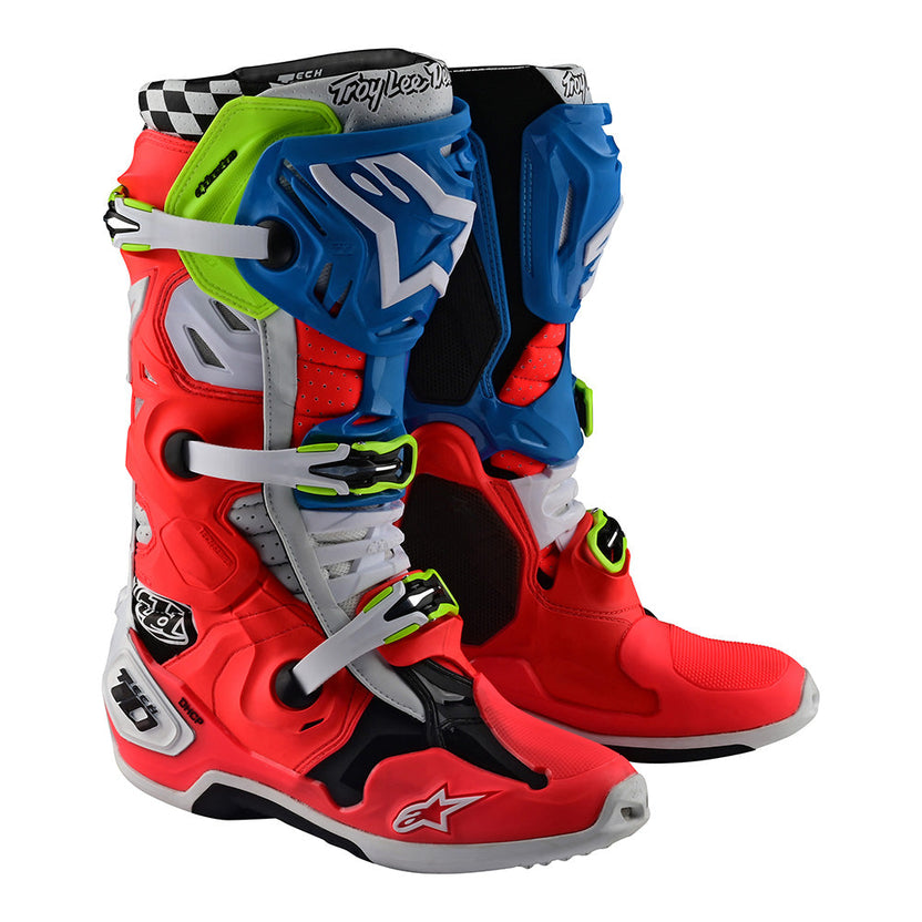 ALPINESTARS / TLD TECH 10 SUPERVENTED MX BOOT; RKT RED/WHT/BLU