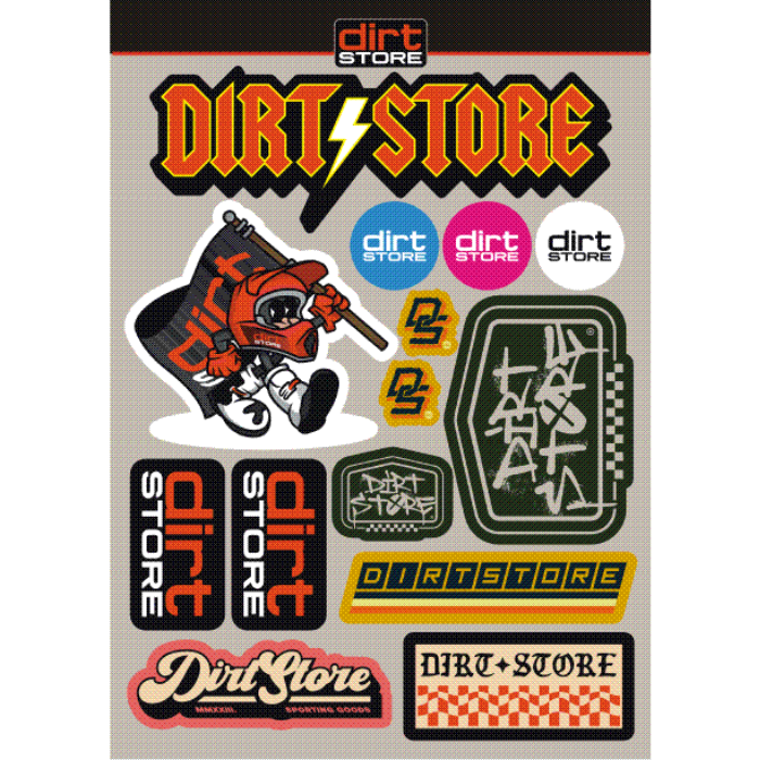 DIRT STORE A5 STICKER SHEET LIGHTNING