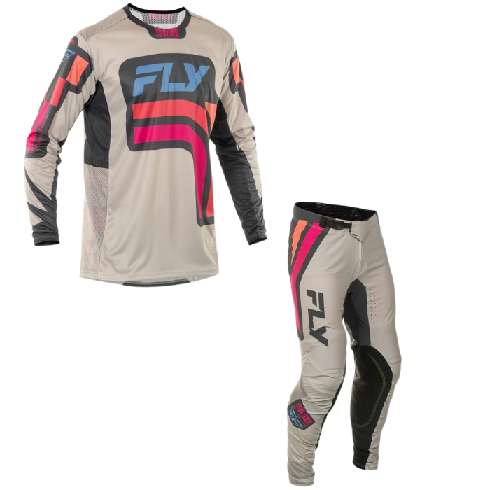 FLY RACING 2025 LITE VICE KIT COMBO (LIGHT GREY/PINK/CORAL)