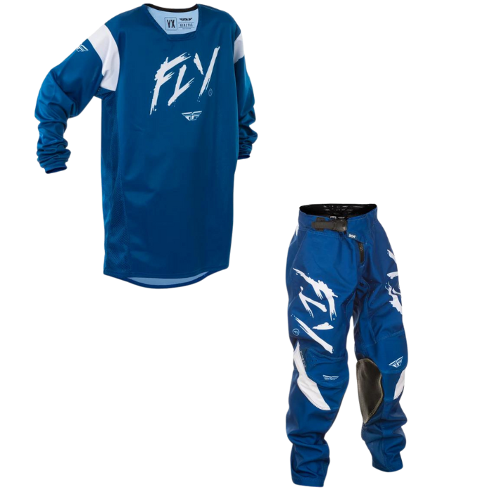 Fly Racing 2025 Youth Kinetic Stoke Kit Combo (Navy/White)