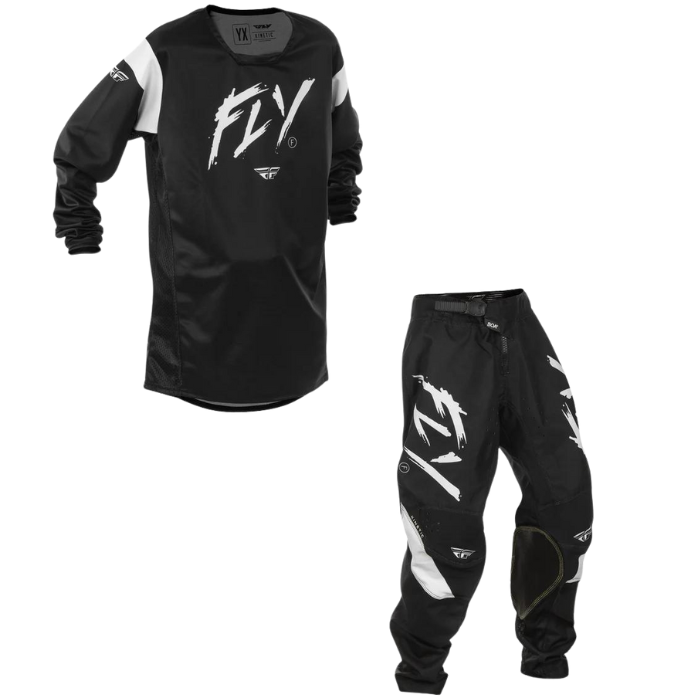 Fly Racing 2025 Youth Kinetic Stoke Kit Combo (Black/White)