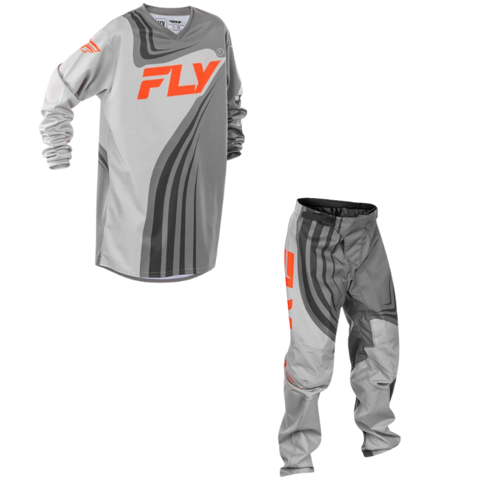 Fly Racing 2025 Youth F-16 Kit Combo (Grey/Orange)