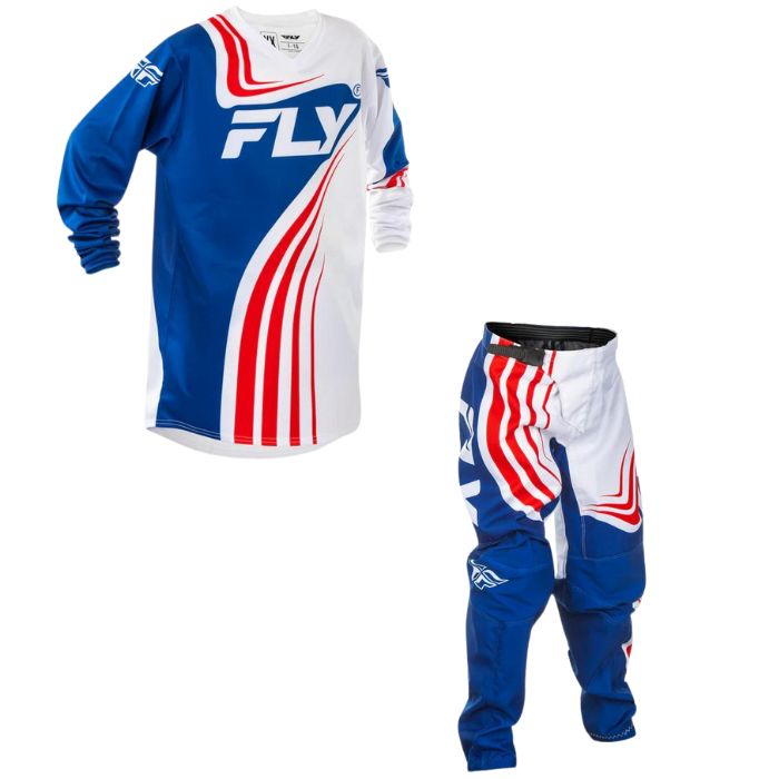 Fly Racing 2025 Youth F-16 Kit Combo (Cyan/Black/Red)